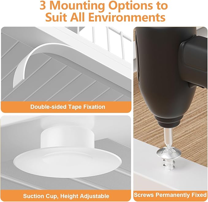 Under Sink Organizer, High Adjustable 2 Tier Under Kitchen Sink Organizer, Multi-Purpose Storage Shelf for Kitchen Bathroom Cabinet, White