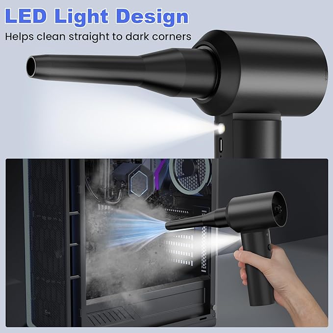 Car Vacuum Portable Cordless with 16000PA Ultra Suction 4-in-1 Foldable Air Duster & Brushless Motor Rechargeable Handheld Vacuum for Pet Hair, Car Seats, Home & Office Cleaning