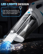 AHNR Handheld Vacuum Cordless, 16000PA Powerful Suction Hand Held Vacuum Dust Busters Cordless Rechargeable with LED Light & 2 HEPA Filters, Portable Car Vacuum Cleaner High Power for Car Home Office