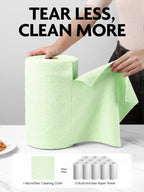 Fantasticlean Microfiber Cleaning Cloth Roll -75 Pack, Tear Away Microfiber Towels, 12" x 12", Reusable, Washable, Scratch Free, Ultra Absorbent Dishcloth for All-Around Cleaning Supplies (Green)
