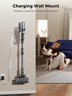 Proscenic Cordless Vacuum Cleaner, 550W 45KPA 55Mins Runtime, 180°Bendable Wand, Stick Vacuum with Green LED, Tangle-Free Brush, Rechargeable Lightweight Vacuum Cleaners for Home, Pet Hair, P16(Grey)