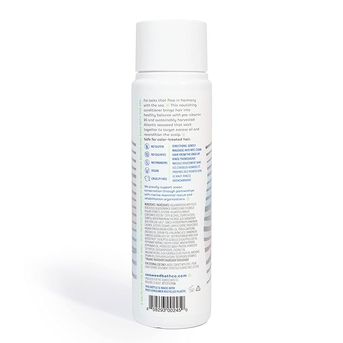 Seaweed Bath Co. Balance Conditioner, Eucalyptus Peppermint Scent, 12 Ounce, Sustainably Harvested Seaweed, Pro Vitamin B5, For Normal to Oily Hair