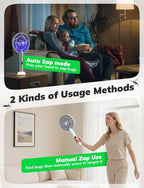 YISSVIC Electric Fly Swatter Bug Zapper Racket 4000V LED Screen Dual Modes Fly Zapper Rechargeable for Indoor Home Office Backyard Patio Camping