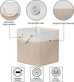 Bidtakay Fabric Storage Baskets for Organizing Beige 13 Inch Collapsible Square Baskets 3 Pack Organization Bins Large Cube Storage Bins Closet Baskets for Shelves Clothes