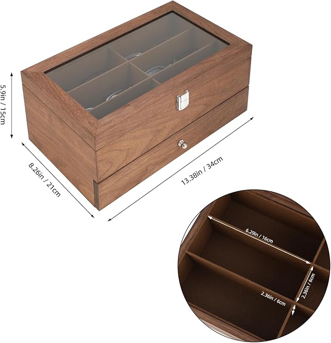 Wooden Sunglasses Organizer Box, Eyewear Display Eyeglass Case, Glasses Storage Box Sunglass Holder Gifts