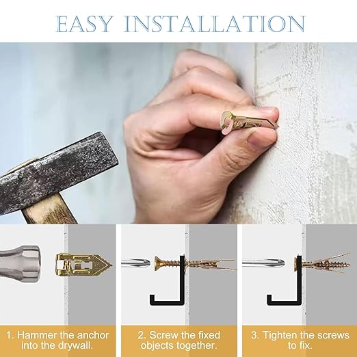 80 Pcs Self-Drywall Dilling Anchors Screws with 4 Different Expansion Sizes Screw Set, Zinc Plated Steel Dry Wall Screws no Drilling Required, Easy to Install