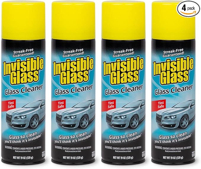 Invisible Glass 91164-4PK Premium Aerosol Glass and Window Cleaner for Auto and Home, Streak-Free, Ammonia-Free, Tint-Safe, 19 oz (Pack of 4)