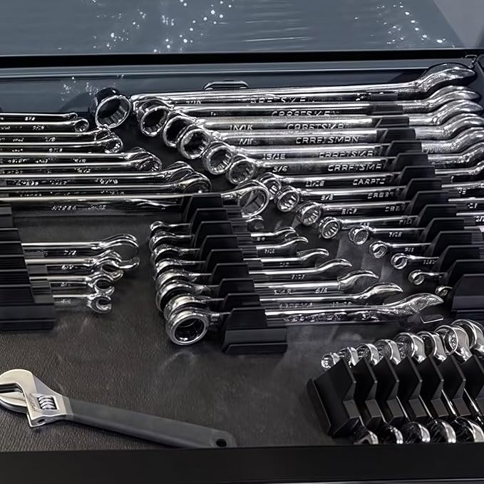 40 PCS Modular Wrench Organizer Pro, Magnetic Base for Tool Drawer Storage and Organization, Durable and Sturdy Black Toolbox, Suitable for Professional Mechanics