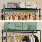 Heavy Duty Rolling Garment Rack, 3 Tiers Wire Shelves Adjustable Freestanding Portable Rolling Clothing Rack with Lockable Wheels, 44.9''L x 15.8''W x 78.8''H, Max Load 600LBS
