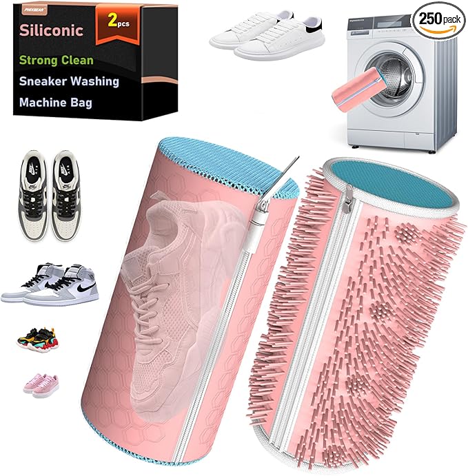 Upgrade Strong Clean Siliconic Shoe Washing Machine Bag 2 Pcs, XXXL Honeycomb Mesh Laundry Bag for Sneakers, Running Shoes, Sock, Delicates and Toys(40x25x25cm)