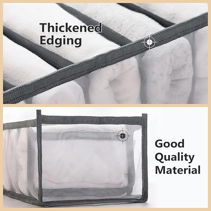 TIGARI Wardrobe Clothes Organizer, Drawer Organizer for Clothing, Closet Organizers and Storage, Drawer Dividers for Clothes, Mesh Separation Box for Thin Jeans, Trousers, T-shirts, Skirts
