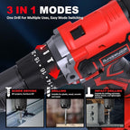 1060In·lbs Cordless Drill Driver - 20+3 Torque Brushless Hammer Drill with 2 x 4.0Ah Battery & Fast Charger - 21V Electric Power Drills Set with 2 Speeds & 1/2 Inch Self-locking Metal Chuck