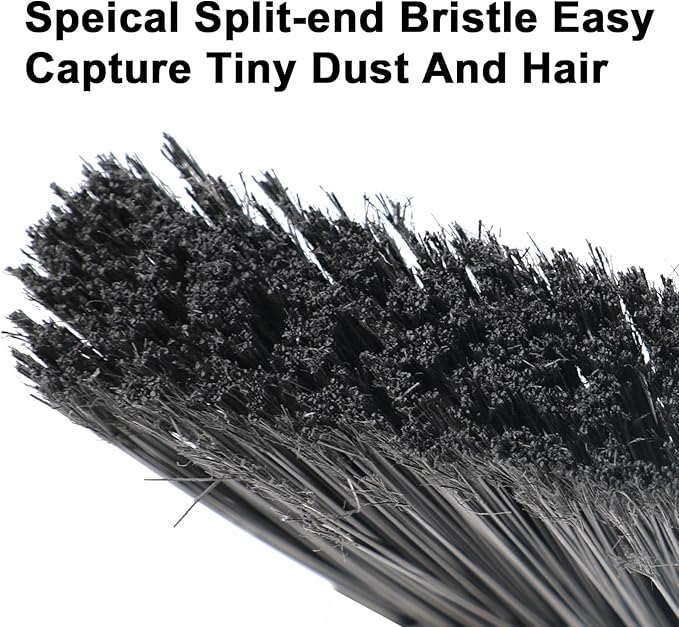 3PCS Heavy Duty Broom, Broom for Sweeeping Indoor and Outdoor, Angle Broom with Long Pole, Outdoor Broom for Courtyard/Garages/Slidewalk, Indoor Broom for Kitchen Lobby Cantee Black