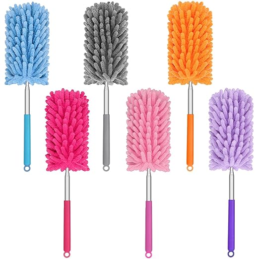 Mini Duster for Cleaning, 360° Bendable Hand Dusters with Extension Pole, Washable Small Duster for Car Interior, Office, Furniture