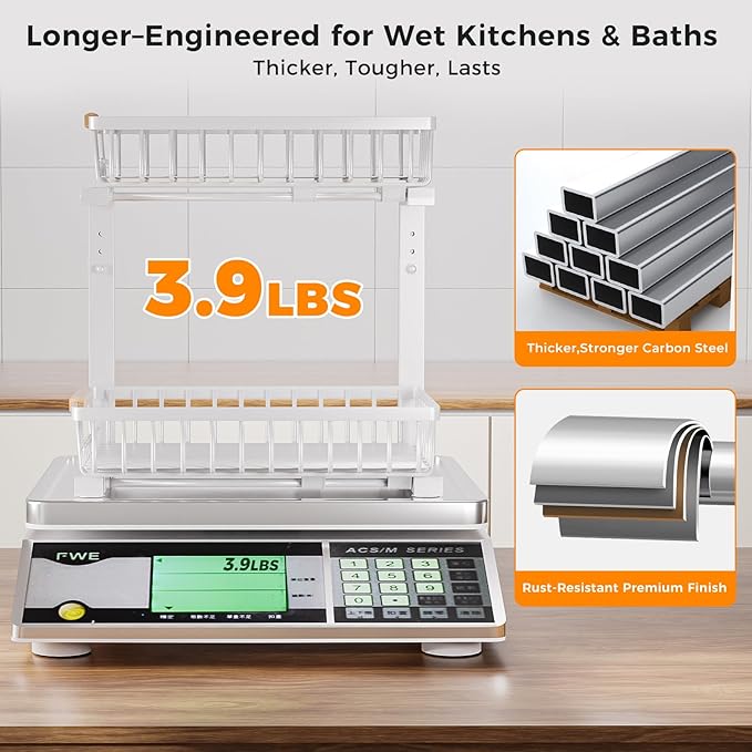 Under Sink Organizer,2 Pack 2 Tier Under Sink Organizers and Storage,Slide Out Pull Out Cabinet Organizer Shelf,Metal Sliding Drawer for Kitchen Bathroom Pantry Cabinet Closet Organization Rack White