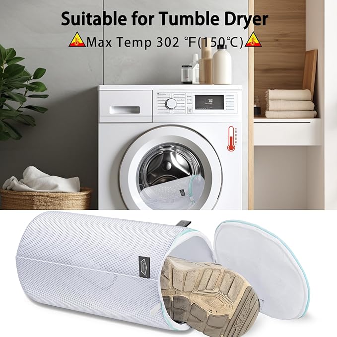 Kimmama Shoe Washing Machine Bag,Laundry Shoes Bags,Sneaker Wash Protector Sack,Sandwish Mesh,White,8x15"