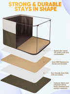BALEINE 2 Pack Fabric Storage Bins for Shelves, Linen Storage Baskets for Organizing, Decorative Closet Bins for Clothes, Home (Brown, 14''x10''x8.5'')