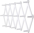 Dseap Accordian Wall Hanger: 16” High Wooden Wall Expandable Coat Rack, Hat Rack Holder, Accordion Hook for Baseball Caps, Coats, Mugs, 16 Peg Hooks, White