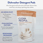 The Clean People Dishwasher Pods - Cuts Grease & Rinses Sparkling Clean - Residue-Free - Phosphate Free Dishwashing Pods - Peppermint, 30 Pack
