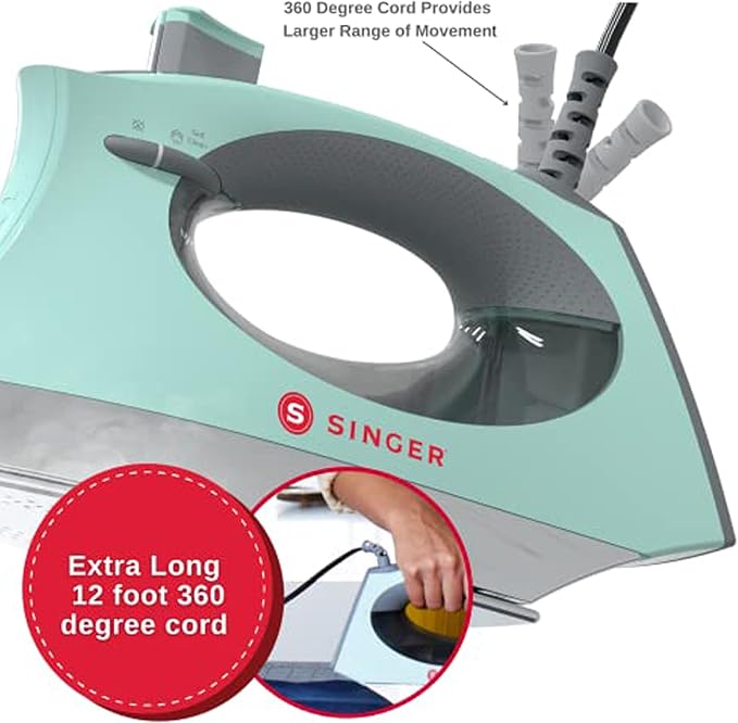 SINGER SteamCraft Plus Digital Display Iron, Five Fabric Settings, OnPoint Tip for Easy Ironing, 1750W, Vertical Steam, 300ml Tank, Stainless Steel Soleplate, Auto Shut Off after 30 Minutes