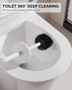Toilet Brush and Holder Set, Stainless Steel Toilet Bowl Brush with Lid, Rust Proof Toilet Cleaner Brush with Caddy, Durable Bristles, Splash Proof, Ideal for Bathroom（1 Pack, White）