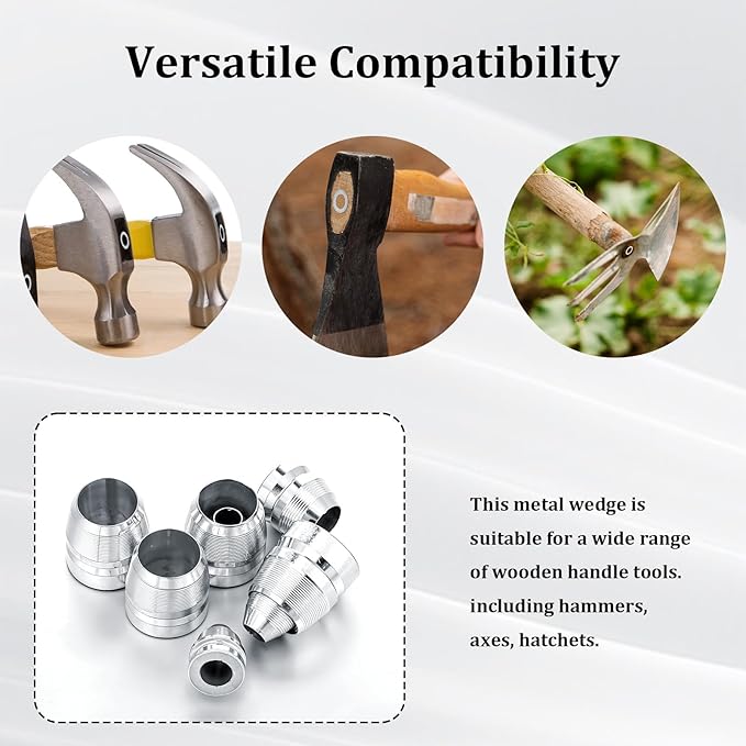 30 Pcs Round Axe Handle, Metal Wedge Hammer Handle Wedges, Hand Steel Wedges for Axe Claw Hammer Sledge(0.31/0.39/0.47 Inch)