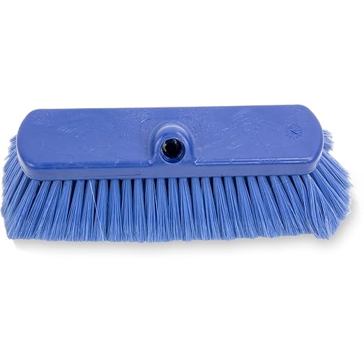 SPARTA 41278EC14 Flo-Thru Plastic Wall Scrub Brush, Equipment Brush With Soft Nylex Bristles For Industrial Kitchens, Hospitals, Commercial Cleaning, 4 Inches, Blue