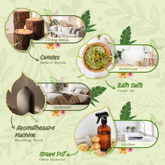 Woodland Fragrance Oils Set, Essential Oil Gift Set for Diffuser, Woody Scent Diffuser Oil, Diffuser Scents Oil for Home - Forest Pine, Teak, Bamboo, Fresh Soil, Fallen Leaves, Fresh Air