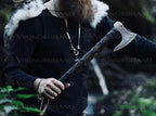 Genuine Viking Bearded Axe - 1095 Carbon Steel, 55-58 RC Hardness - Includes Leather Cover, 21.6 Inches