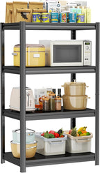 Kitchen Shelves, Adjustable Height Kitchen Shelving Unit, 1600Ibs Heavy Duty Storage Shelves, Kitchen Shelf Organizer, Ideal for Pantry, and Garage Storage Solutions, 23.6"Wx13.8"Dx54"H, Black