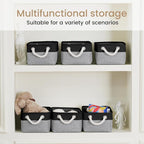 Storage Baskets for Shelves 11.8x7.9x5.2 Inch-Foldable Fabric Organizing Storage Bins with Handles, Closet & Bathroom Organizer, Home Storage for Kitchen, Office (6-Pack, Black&Gray)