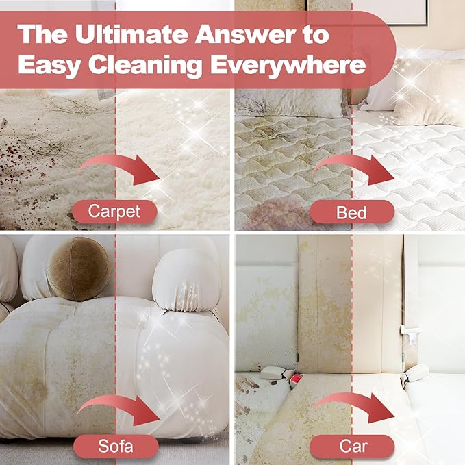 Upholstery Carpet Cleaner, MUJERBAY® 12Kpa Portable Spot and Stain Cleaner, Easy Move with Universal Wheels & Handle, 1.18-inch Deep Cleaning Machine for Couch, Stairs, Car and Pet Messes.Blue