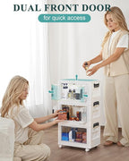 OlarHike 23QT Stackable Storage Bins with Lids - Folding Storage Box with Doors and Wheels, Collapsible Plastic Storage Bins for Closets and Organization, Christmas Gifts, 3 Pack Cubes