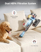 AIPOWAY Vacuum Cleaners for Home, 650W 55KPA Cordless Vacuum Cleaner, 75 Mins 2L Double Dustcup Stick Vacuum Cordless Rechargeable, Anti-Tangle & Wall Mount Charging, for Hard Floors Carpet Pet Hair