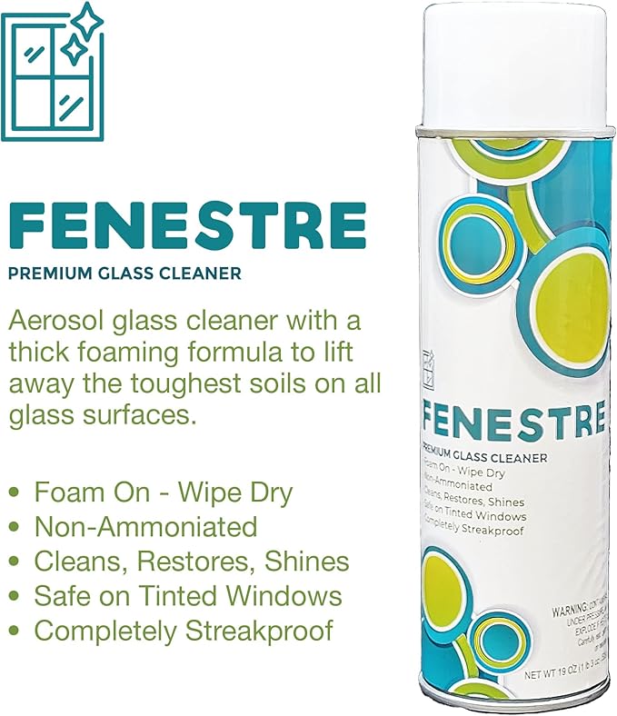 Fenestre Premium Glass Cleaner, Foaming, Aerosol, 3 pack (19 oz)