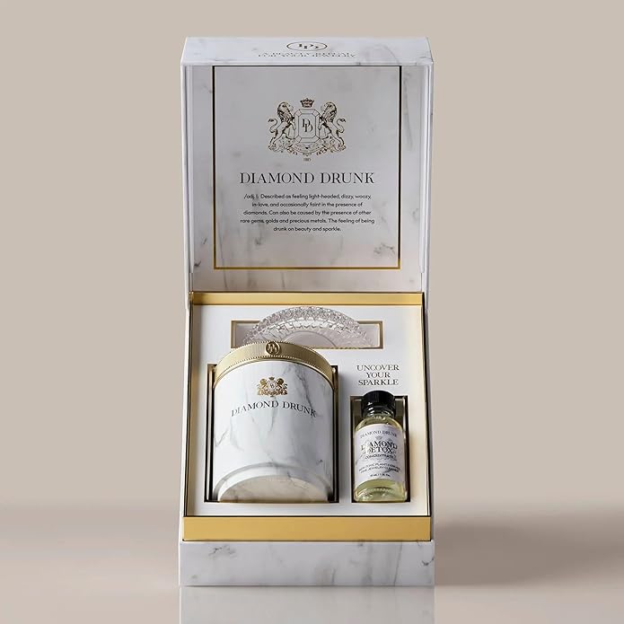 Diamond Drunk The Starter Collections - Non-Toxic, Fine Jewelry Cleaning Kit for Diamond, Gold, & Platinum Rings & More - 2 Months Supply of Safe, Sustainable Cleaner to Restore Shine - Patented Bauble Basket & Reusable Vessel