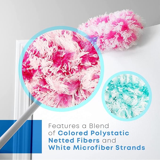 Fuller Brush Fuzzy Fan Duster – Dust & Clean Ceiling Fans, Walls, Woodwork – Polystatic & Microfiber Grabs & Holds Dust, Lint, Cobwebs & Dirt - Fan Duster Head Only (Pink)