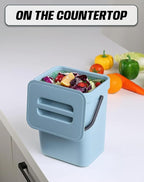 1.3 Gallon Small Trash Can with Lid - Countertop Food Waste Bin, Kitchen Hanging Trash Can for Cabinet Door/Under Sink, Small Garbage Can for Desk, 5L(Subtle Blue)