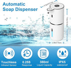 2 Pack Automatic Foaming Soap Dispenser Touchless, USB Rechargeable Smart Hand Soap Dispenser, 6-Level Adjustable, 12.8oz/380mL Wall Mount for Bathroom Kitchen Dish Soap