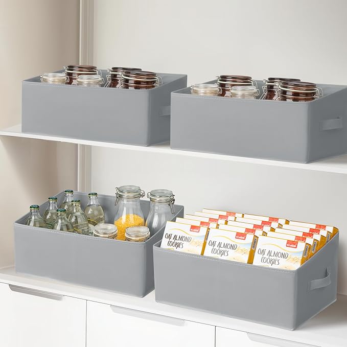 Storage Bins Cube Storage Organizer - 8 Pack Fabric Trapezoid Storage Cubes for Bins and Baskets for Shelves Collapsible Non-Separating Trapezoidal Flared Cube Organizer, Light Gray