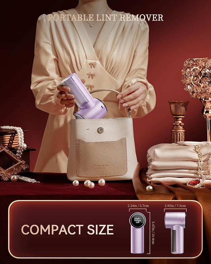 Fabric Shaver, Rechargeable Lint Shaver with Digital Display, 3-Speeds Sweater Shaver with 6-Leaf Blades, Electric Portable Lint Remover to Remove Pilling for Clothes, Furniture, Couch, Blanket