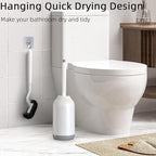 HAMITOR Toilet Bowl Brush Holder Set: Deep Cleaning Brushes with Curved Design - Ergonomic Long Handle for 360° Dead Corner Clean with Replacement Brush - Bathroom Accessories for RV Apartment