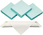 30PCS Jewelry Polishing Cloths for Sterling Silver, Gold & Platinum – Travel Jewelry Cleaner & Tarnish Remover Cleaning Care Wipe Cloth– Aqua Blue 3"x3" + 2 Large 5.8"x5.8" Cloths