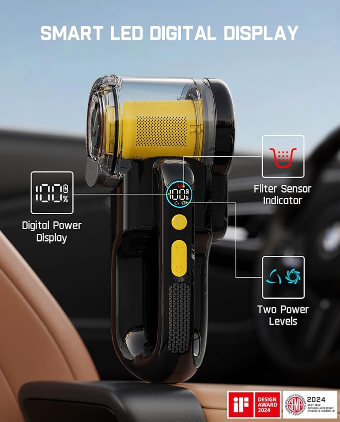 Fanttik Fold V10 APEX Pivot Cordless Car Vacuum, 17000Pa Handheld Vacuum Suction Power, Smart LED Display, Portable for Car Home Pet (Deluxe with Flexible Hose&Pet Brush)