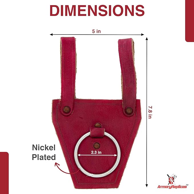 Armory Replicas - Ring Leather Universal O-Ring Medieval Style Axe Holder Belt Frog - Hand Crafted Genuine Leather Costume Weapon Holster Holder