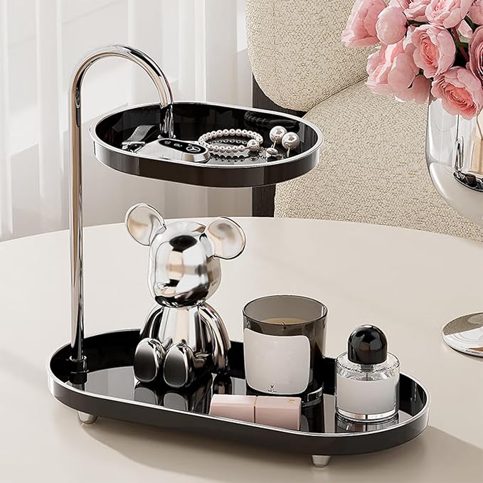 Bathroom Sink Vanity Trays, Skincare Storage Rack Small Countertop Perfume Organizer Lazy Susan Makeup Organizer