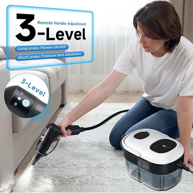 Steam Cleaner, 3-Level Adjustable Handle, 2500W Steam Cleaner for Home, 15s Heat-Up, Portable Steamer for Cleaning Car, 47.04oz Tank, 16 Pcs Accessories for Dirt, Grout, Couch, Furniture, Grease,Tile