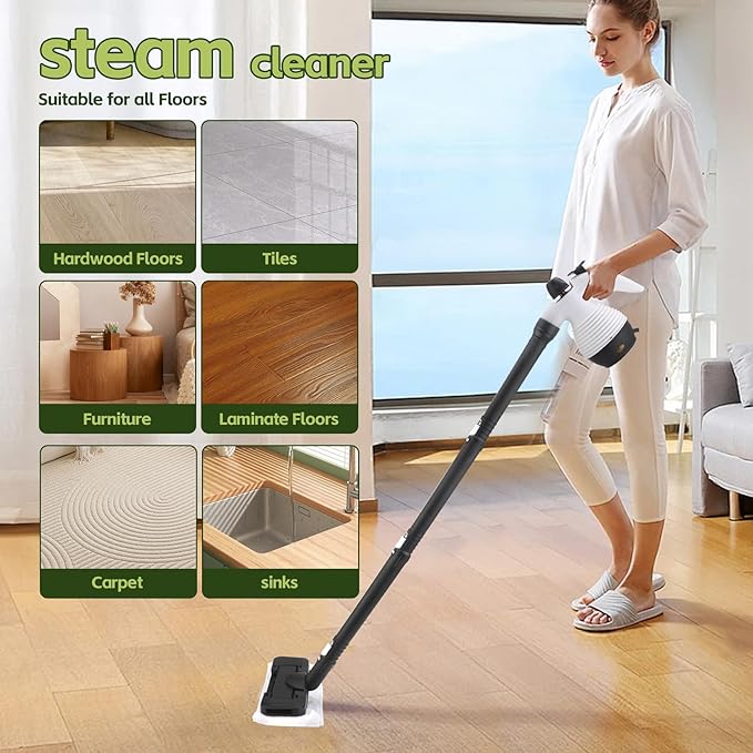 Handheld Steam Cleaner,Steam Mop with Detachable Handheld Steam Cleaner,350ml 1050W Floor Steamer Cleaner for Home with 16 Accessory Kit, Multi-Purpose Steamer for Cleaning Floor, Tile, Windows, Couch