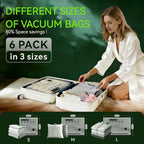 Vacuum Bags for Travel - USB Electric Pump, 6 Pack Carry-on Size Vacuum Seal Bags for Clothing - Space Saver Vacuum Storage Bags for Luggage, Travel Essentials.