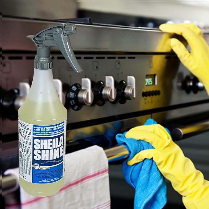 Sheila Shine Stainless Steel Polish & Cleaner, Protects Appliances from Fingerprints and Grease Marks | Residue & Streak Free | 6 x 32 oz Spray Bottle